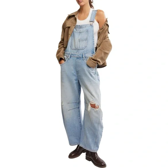 Free People Good Luck Denim Overalls - Going Steady - Picture 3 of 16